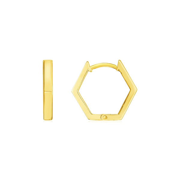 14k Yellow Gold Hexagon Huggie Hoops Earrings - Premium Earrings - Just $329.99! Shop now at Pulse Designer Fashion