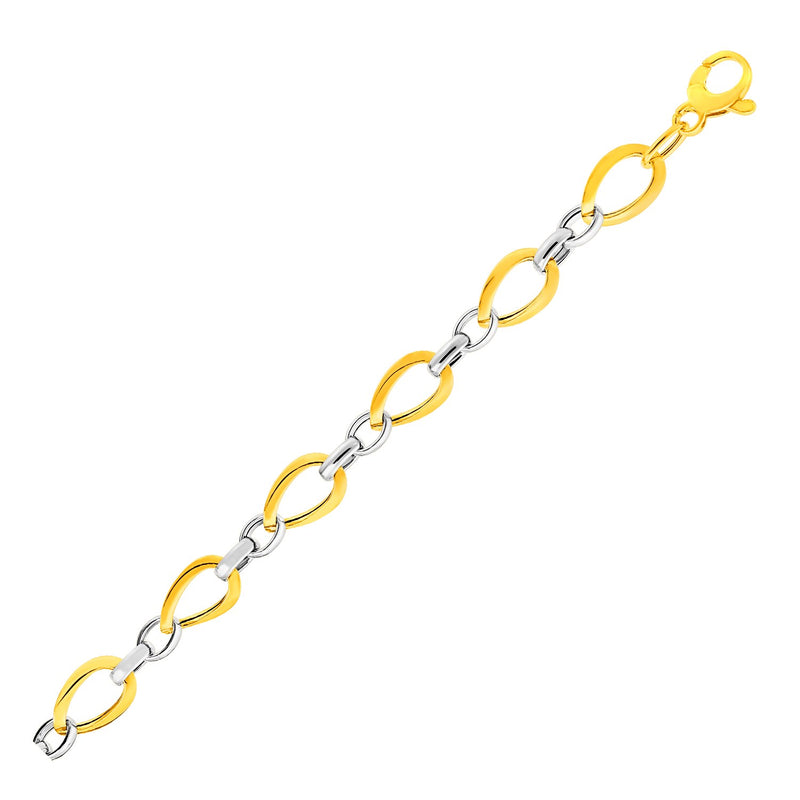 Twisted Oval Chain Bracelet in 14k Two Tone Gold - Premium Bracelets - Just $630.99! Shop now at Pulse Designer Fashion