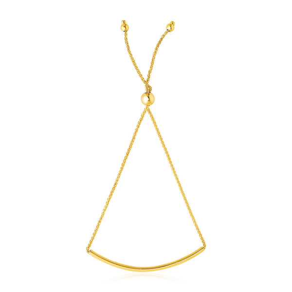 14k Yellow Gold Smooth Curved Bar Lariat Design Bracelet - Premium Bracelets - Just $378.99! Shop now at Pulse Designer Fashion