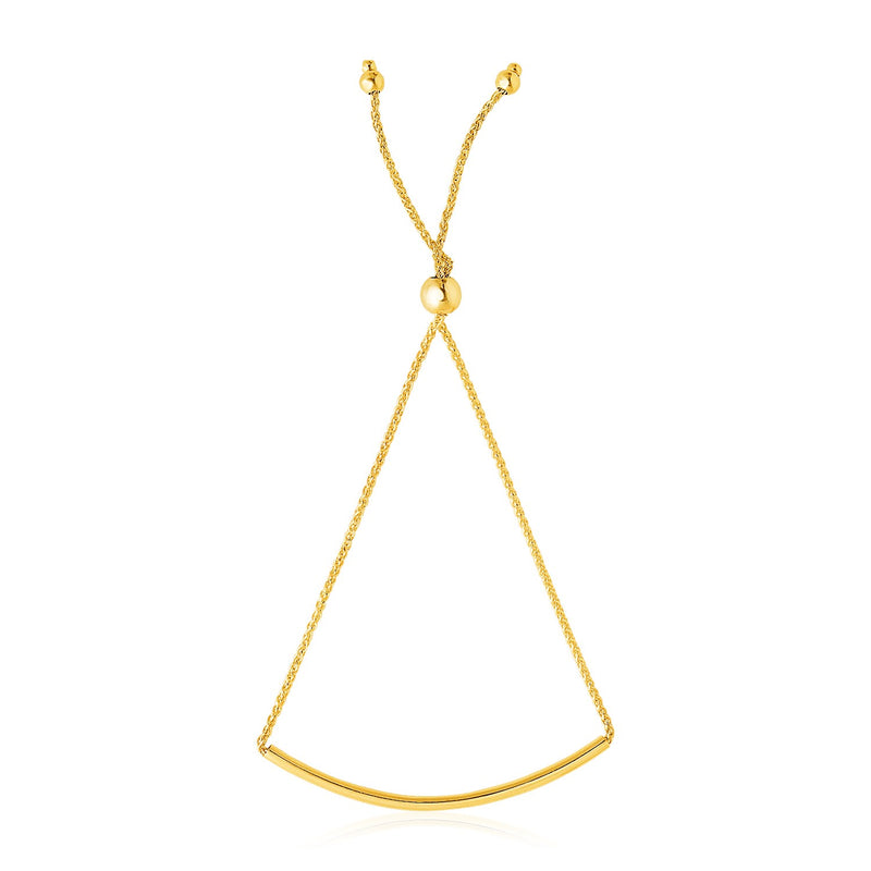 14k Yellow Gold Smooth Curved Bar Lariat Design Bracelet - Premium Bracelets - Just $378.99! Shop now at Pulse Designer Fashion