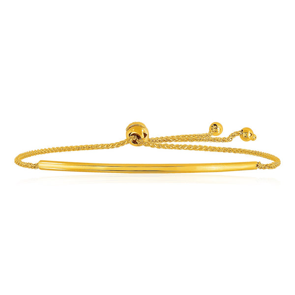 14k Yellow Gold Smooth Curved Bar Lariat Design Bracelet - Premium Bracelets - Just $378.99! Shop now at Pulse Designer Fashion