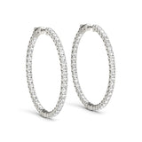 14k White Gold Diamond Hoop Earrings with Shared Prong Setting (2 cttw) - Premium Earrings - Just $5368.99! Shop now at Pulse Designer Fashion