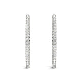 14k White Gold Diamond Hoop Earrings with Shared Prong Setting (2 cttw) - Premium Earrings - Just $5368.99! Shop now at Pulse Designer Fashion