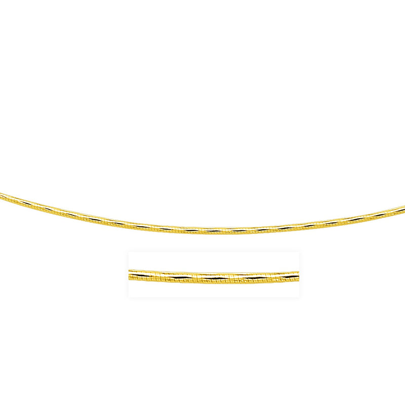 14k Yellow Gold Round Omega Necklace with Diamond Cuts (1.5 mm) - Premium Necklaces - Just $871.99! Shop now at Pulse Designer Fashion