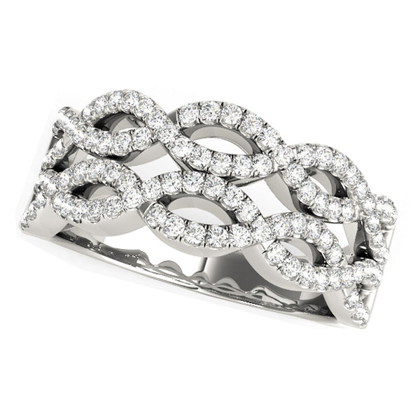 Diamond Studded Double Interlocking Waves Ring in 14k White Gold  (5/8 cttw) - Premium Rings - Just $3084.99! Shop now at Pulse Designer Fashion