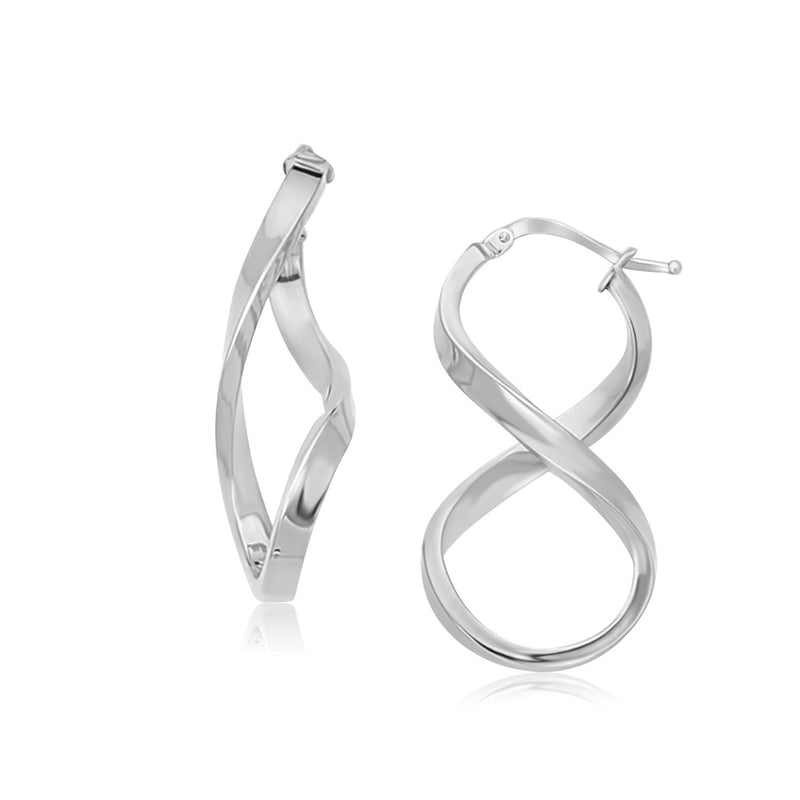 14k White Gold Twist Motif Polished Hoop Earrings - Premium Earrings - Just $425.99! Shop now at Pulse Designer Fashion