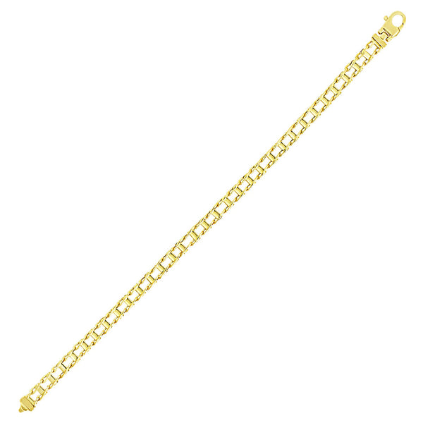 14k Yellow Gold Men's Bracelet with Rail Motif Links - Premium Bracelets - Just $1405.99! Shop now at Pulse Designer Fashion