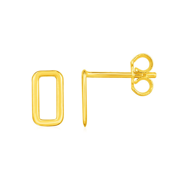 14k Yellow Gold Post Earrings with Open Rectangles - Premium Earrings - Just $182.99! Shop now at Pulse Designer Fashion