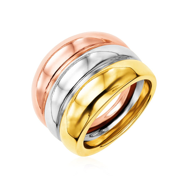 14k Tri Color Gold Polished Ring - Premium Rings - Just $914.99! Shop now at Pulse Designer Fashion