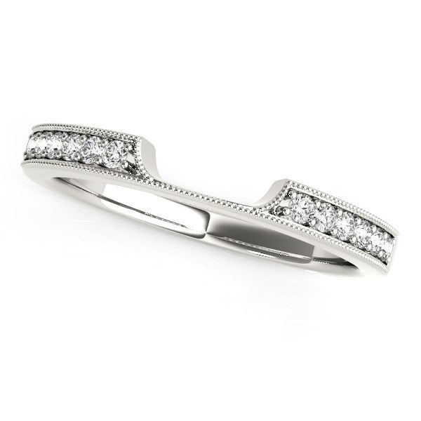 14k White Gold Curved Section Antique Style Diamond Wedding Band (1/8 cttw) - Premium Rings - Just $1130.99! Shop now at Pulse Designer Fashion