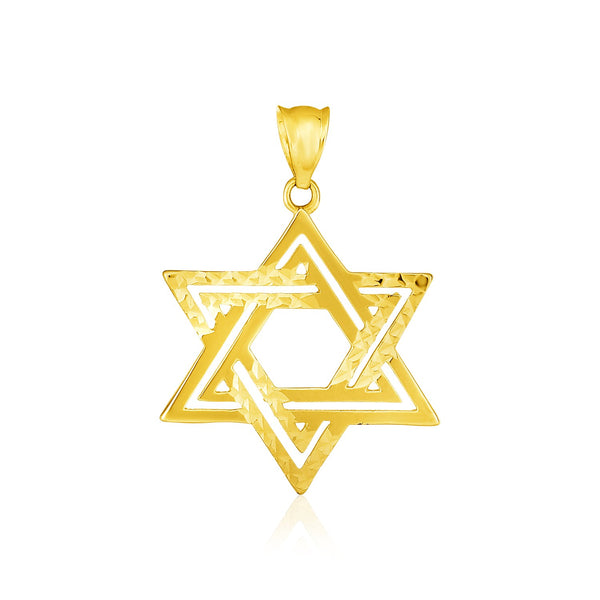 14k Yellow Gold Textured Star of David Pendant - Premium Pendants - Just $197.99! Shop now at Pulse Designer Fashion