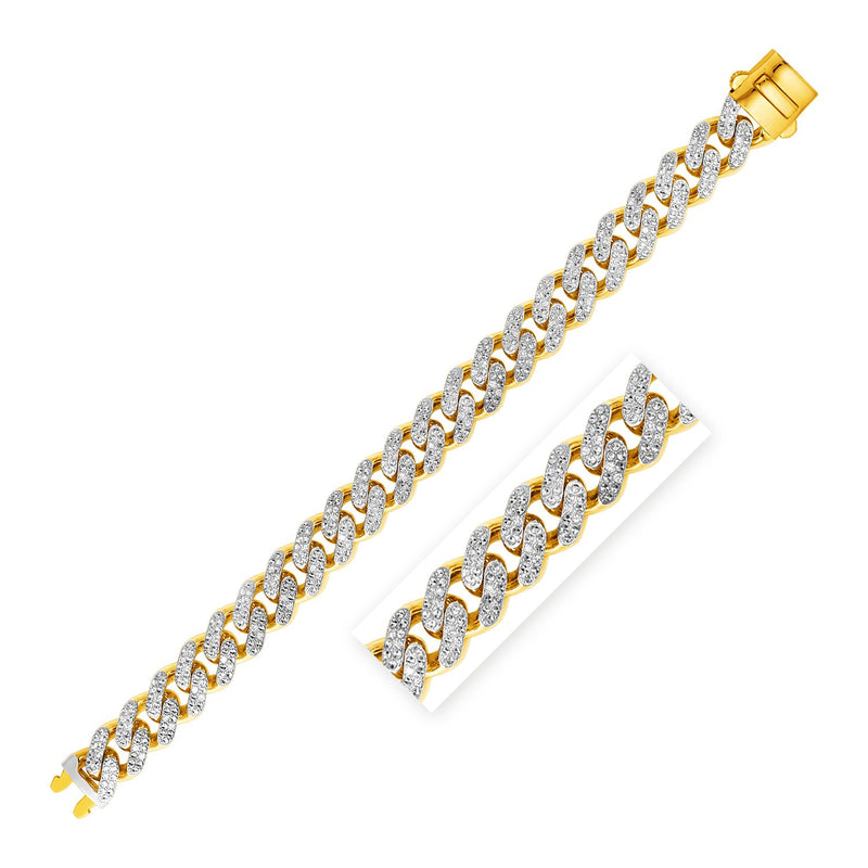 14k Two Tone Gold Curb Chain Bracelet with Diamond Pave Links - Premium Bracelets - Just $4602.99! Shop now at Pulse Designer Fashion