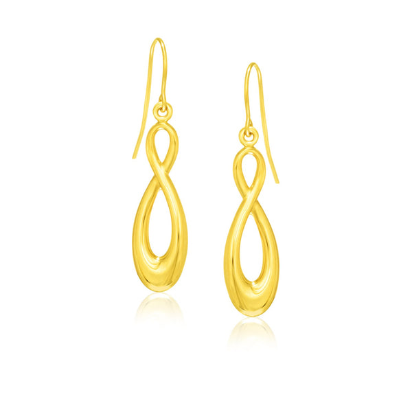 14k Yellow Gold Polished Earrings in Infinity Design - Premium Earrings - Just $241.99! Shop now at Pulse Designer Fashion