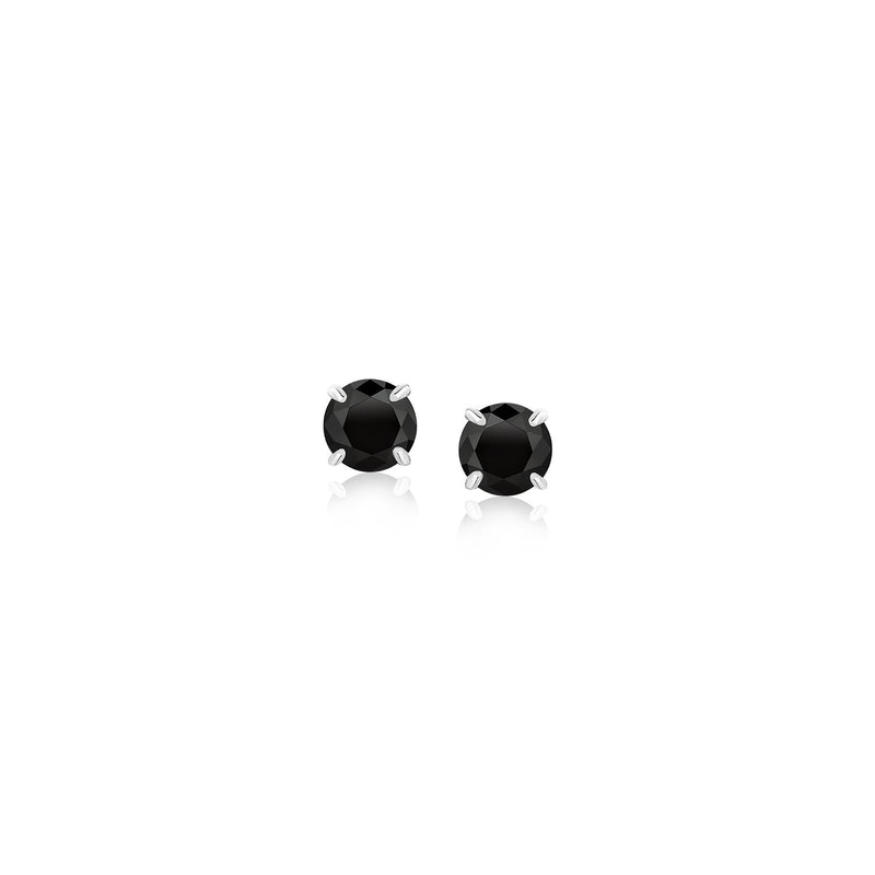 14k White Gold Stud Earrings with Black 4mm Cubic Zirconia - Premium Earrings - Just $87.99! Shop now at Pulse Designer Fashion