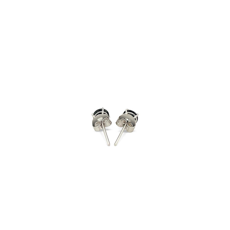 14k White Gold Stud Earrings with Black 4mm Cubic Zirconia - Premium Earrings - Just $87.99! Shop now at Pulse Designer Fashion