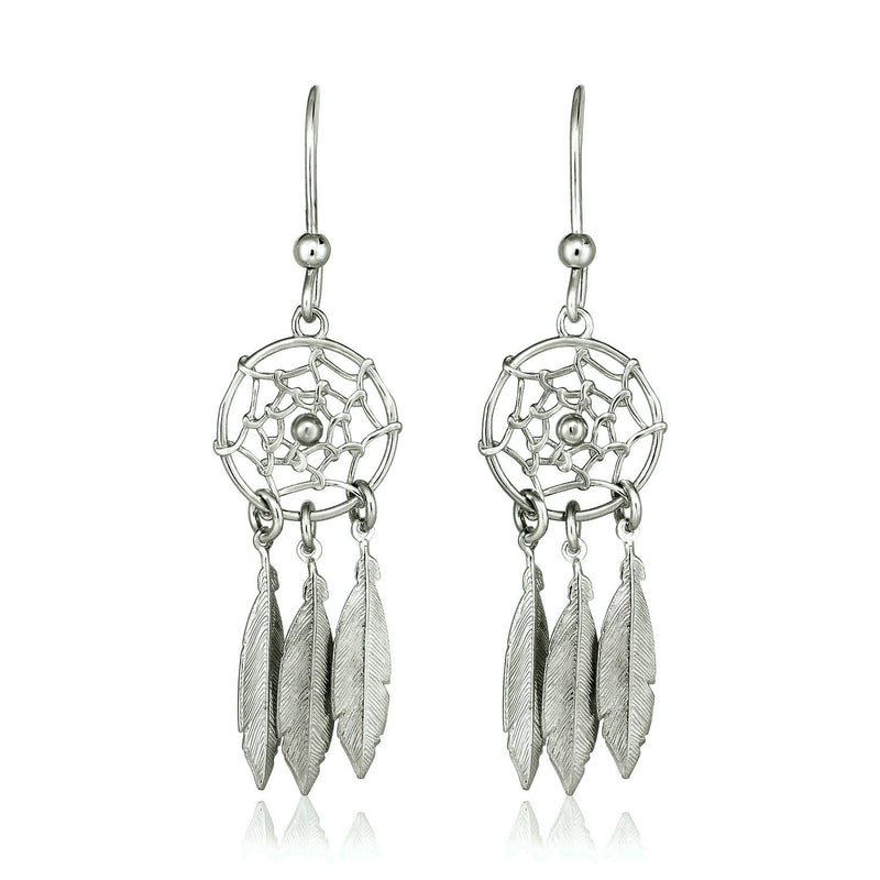 Sterling Silver Dream Catcher Dangle Earrings - Premium Earrings - Just $102.99! Shop now at Pulse Designer Fashion