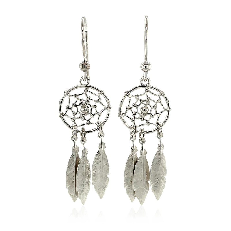 Sterling Silver Dream Catcher Dangle Earrings - Premium Earrings - Just $102.99! Shop now at Pulse Designer Fashion