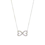 Double Heart Infinity Necklace with Cubic Zirconia in Sterling Silver - Premium Necklaces - Just $114.99! Shop now at Pulse Designer Fashion