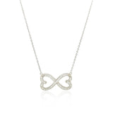 Double Heart Infinity Necklace with Cubic Zirconia in Sterling Silver - Premium Necklaces - Just $114.99! Shop now at Pulse Designer Fashion