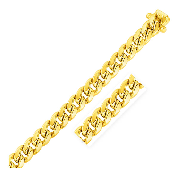 11mm 14k Yellow Gold Semi Solid Miami Cuban Bracelet - Premium Bracelets - Just $6793.99! Shop now at Pulse Designer Fashion