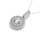 14k White Gold Diamond Halo Round Shape Pendant (1 1/4 cttw) - Premium Necklaces - Just $5140.99! Shop now at Pulse Designer Fashion