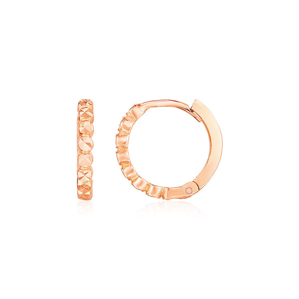 14k Rose Gold Petite Textured Round Hoop Earrings - Premium Earrings - Just $220.99! Shop now at Pulse Designer Fashion