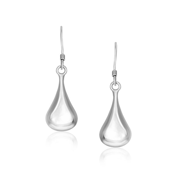 Sterling Silver Long Teardrop Shape Puff Drop Earrings - Premium Earrings - Just $64.99! Shop now at Pulse Designer Fashion