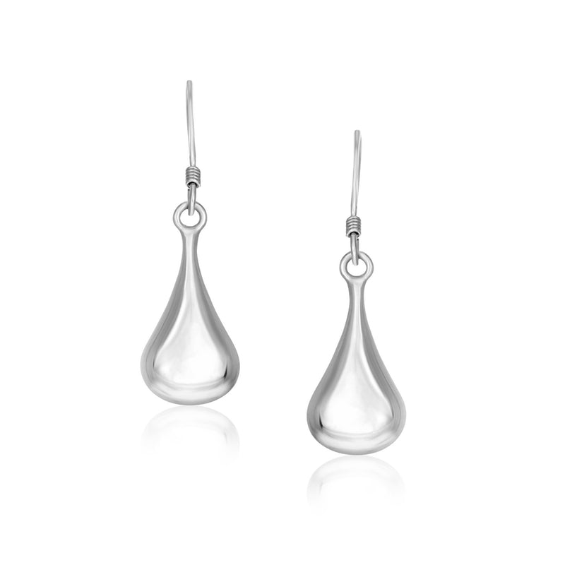 Sterling Silver Long Teardrop Shape Puff Drop Earrings - Premium Earrings - Just $64.99! Shop now at Pulse Designer Fashion