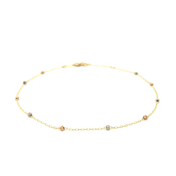 14k Tri Color Gold Anklet with Cross - Premium Anklets - Just $174.99! Shop now at Pulse Designer Fashion