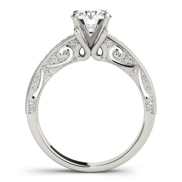 14k White Gold Antique Pronged Round Diamond Engagement Ring (1 1/8 cttw) - Premium Rings - Just $10954.99! Shop now at Pulse Designer Fashion