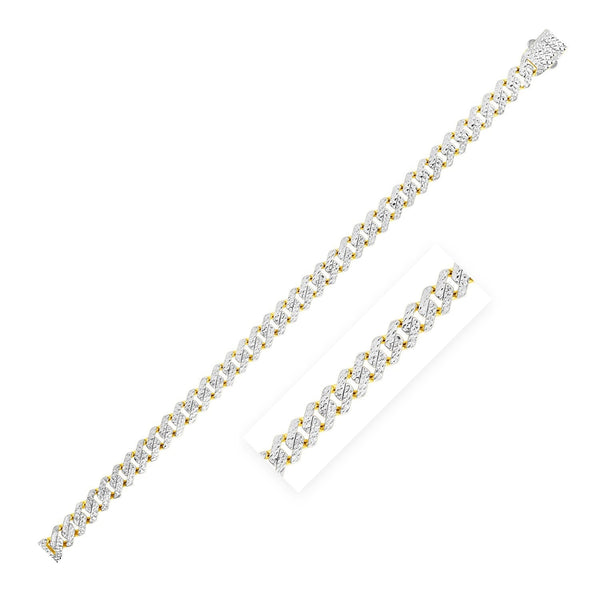 Modern Lite Edge Chain with White Pave in 14k Two Tone Gold (8.0mm) - Premium Chains - Just $3287.99! Shop now at Pulse Designer Fashion