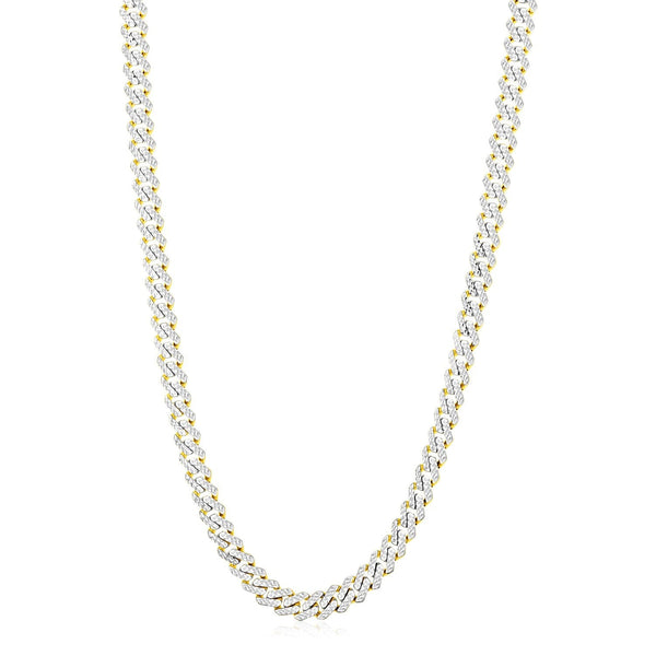 Modern Lite Edge Chain with White Pave in 14k Two Tone Gold (8.0mm) - Premium Chains - Just $3287.99! Shop now at Pulse Designer Fashion