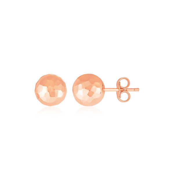 14k Rose Gold Ball Earrings with Faceted Texture - Premium Earrings - Just $124.99! Shop now at Pulse Designer Fashion