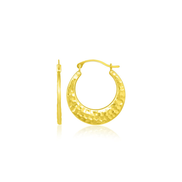 10k Yellow Gold Graduated Textured Hoop Earrings - Premium Earrings - Just $148.99! Shop now at Pulse Designer Fashion