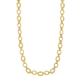 Shiny and Textured Oval Link Necklace in 14k Yellow Gold - Premium Necklaces - Just $1519.99! Shop now at Pulse Designer Fashion