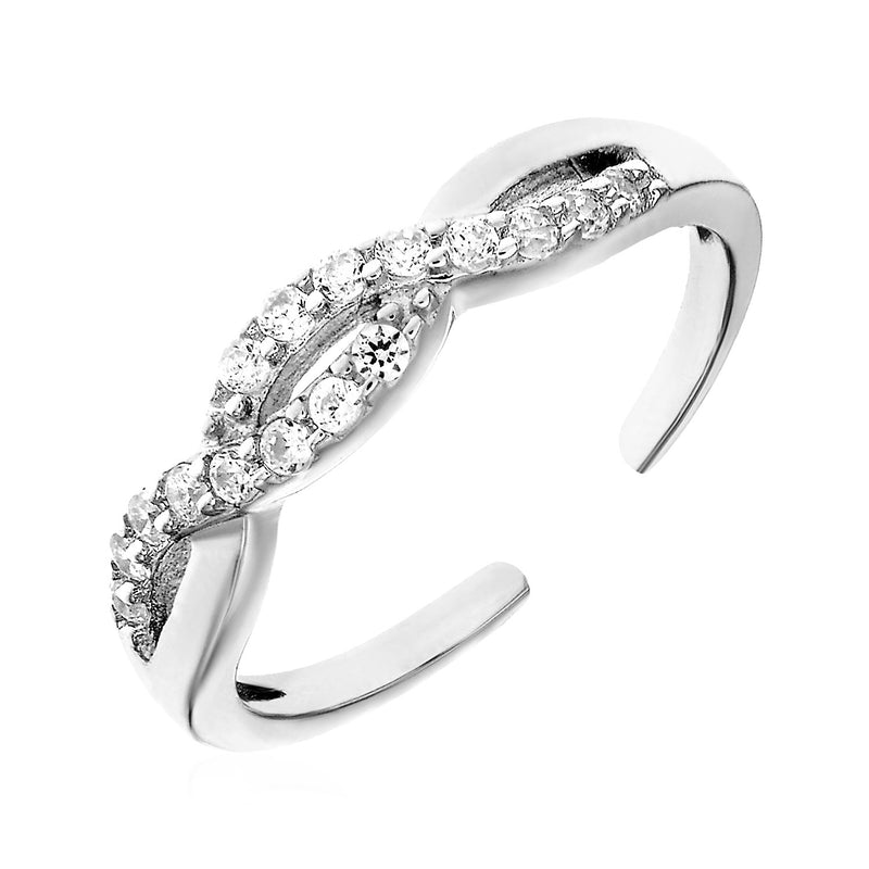 Toe Ring with Intertwined Cubic Zirconia in Sterling Silver - Premium Toe Rings - Just $23.99! Shop now at Pulse Designer Fashion