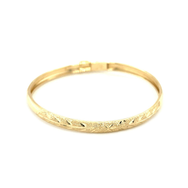 10k Yellow Gold Dome Childrens Diamond Cut Florentine Bangls - Premium Bangles - Just $367.99! Shop now at Pulse Designer Fashion