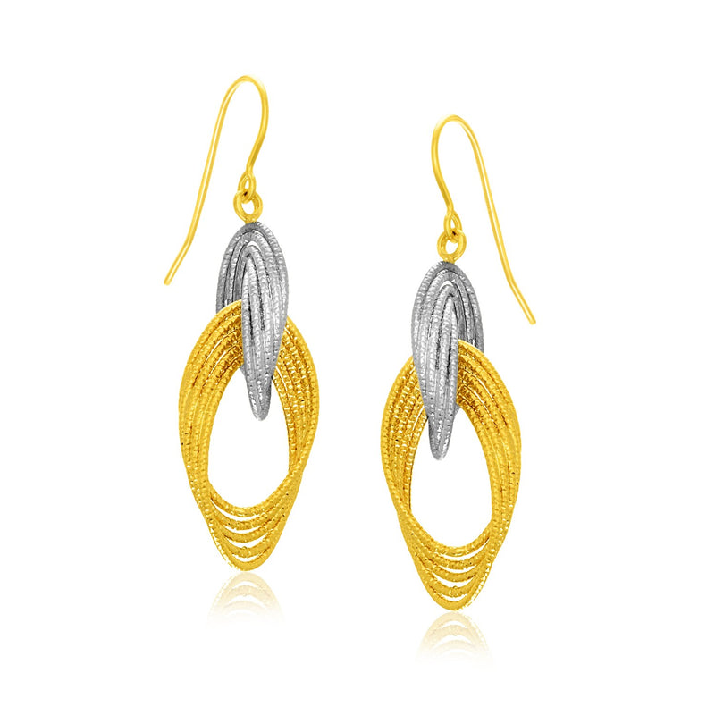 14k Two-Tone Gold Interlaced Multiple Row Earrings - Premium Earrings - Just $453.99! Shop now at Pulse Designer Fashion