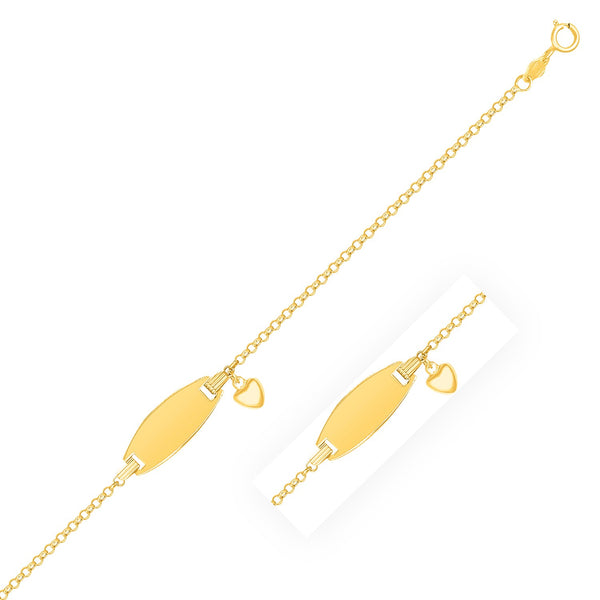 14k Yellow Gold Heart Accented Children's Cable Chain ID Bracelet - Premium Bracelets - Just $410.99! Shop now at Pulse Designer Fashion