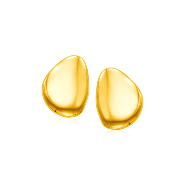 14k Yellow Gold Post Earrings with Polished Abstract Shape - Premium Earrings - Just $316.99! Shop now at Pulse Designer Fashion