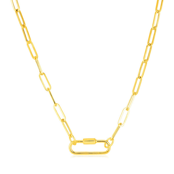 14k Yellow Gold Paperclip Chain Necklace with Oval Carabiner Clasp - Premium Necklaces - Just $740.99! Shop now at Pulse Designer Fashion