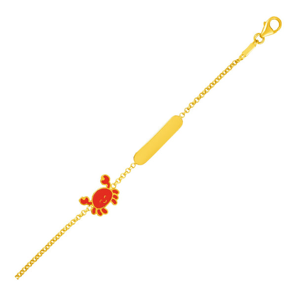 14k Yellow Gold Childrens Bracelet with Bar and Enameled Crab - Premium Bracelets - Just $442.99! Shop now at Pulse Designer Fashion