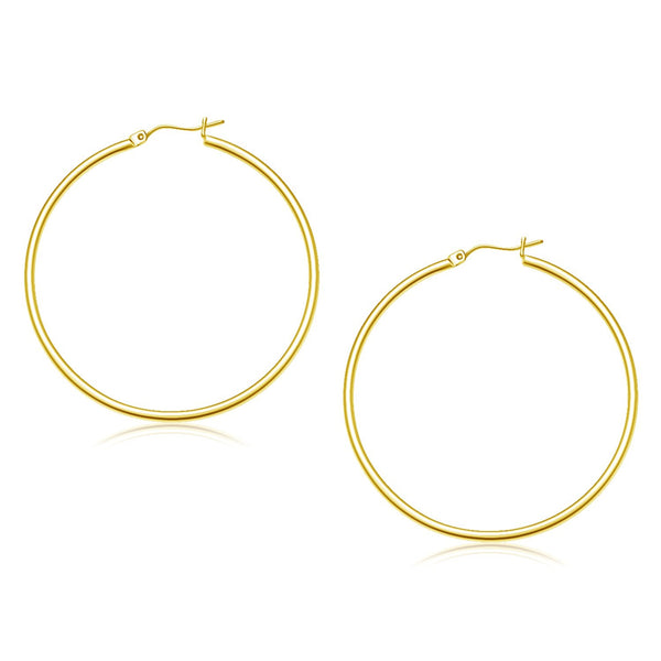 10k Yellow Gold Polished Hoop Earrings (45 mm) - Premium Earrings - Just $311.99! Shop now at Pulse Designer Fashion