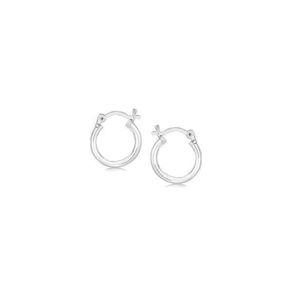 Sterling Silver Rhodium Plated Thin and Small Polished Hoop Earrings (10mm) - Premium Earrings - Just $18.99! Shop now at Pulse Designer Fashion