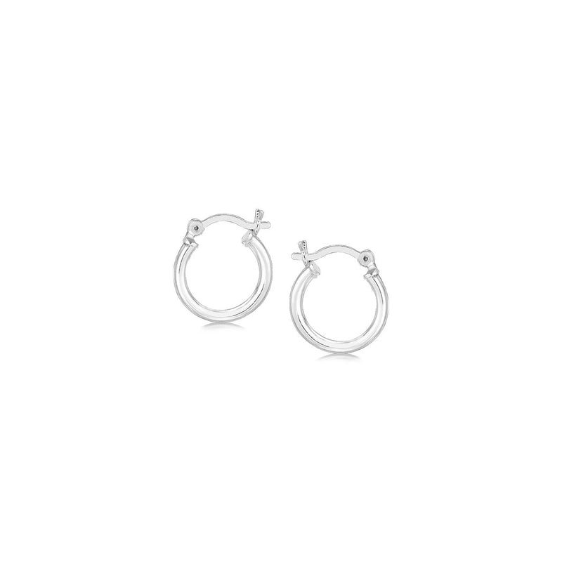 Sterling Silver Rhodium Plated Thin and Small Polished Hoop Earrings (10mm) - Premium Earrings - Just $18.99! Shop now at Pulse Designer Fashion