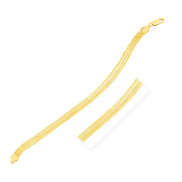 14k Yellow Gold 7 inch Three Strand Herringbone Chain Bracelet - Premium Bracelets - Just $763.99! Shop now at Pulse Designer Fashion