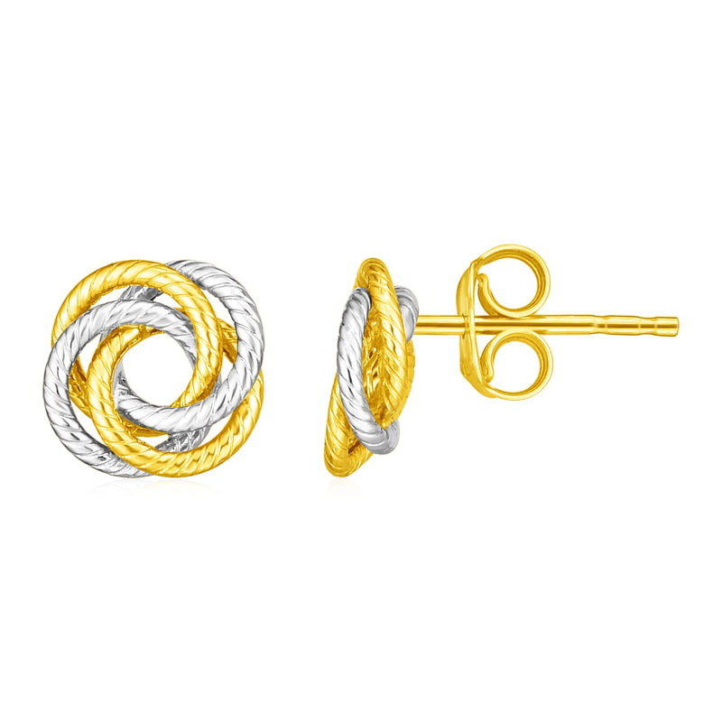 14k Two Tone Gold Love Knot Earrings - Premium Earrings - Just $232.99! Shop now at Pulse Designer Fashion