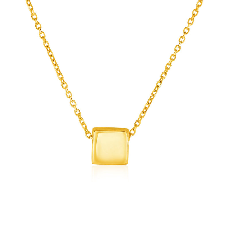 14k Yellow Gold with Shiny Square Pendant - Premium Pendants - Just $518.99! Shop now at Pulse Designer Fashion