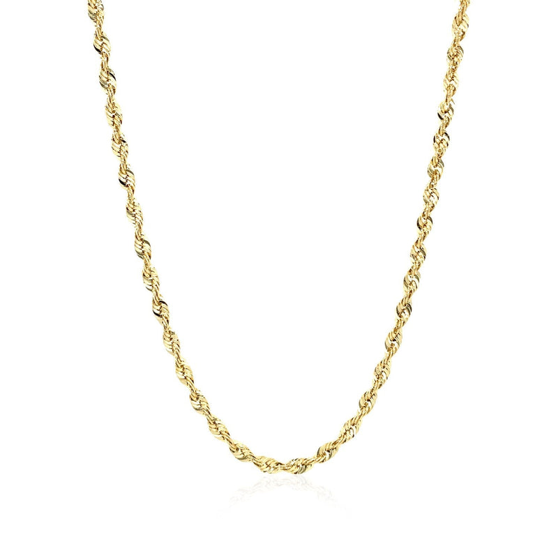 2.5mm 14k Yellow Gold Light Rope Chain - Premium Chains - Just $469.99! Shop now at Pulse Designer Fashion