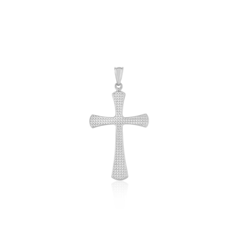 14k White Gold Cross Pendant with Beaded Texture - Premium Pendants - Just $214.99! Shop now at Pulse Designer Fashion